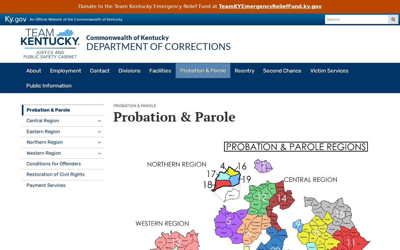 Taylor County criminal record supervision through Kentucky Probation and Parole