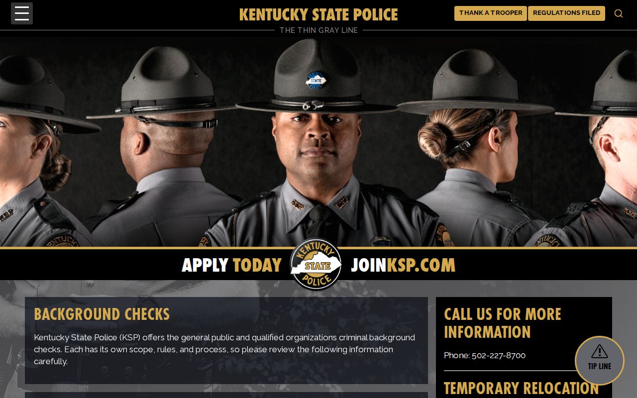 Taylor County criminal history request through Kentucky State Police