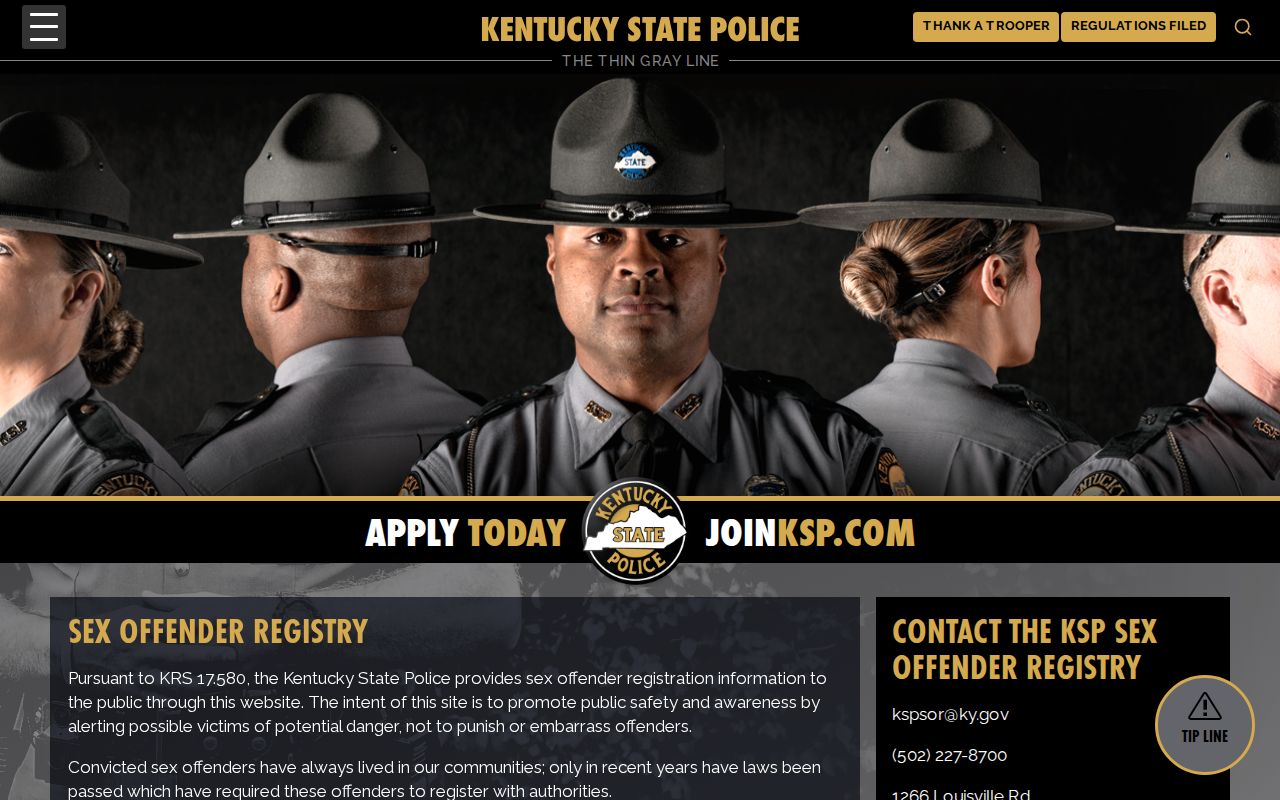 Kentucky State Police information for a Taylor County sex offender check